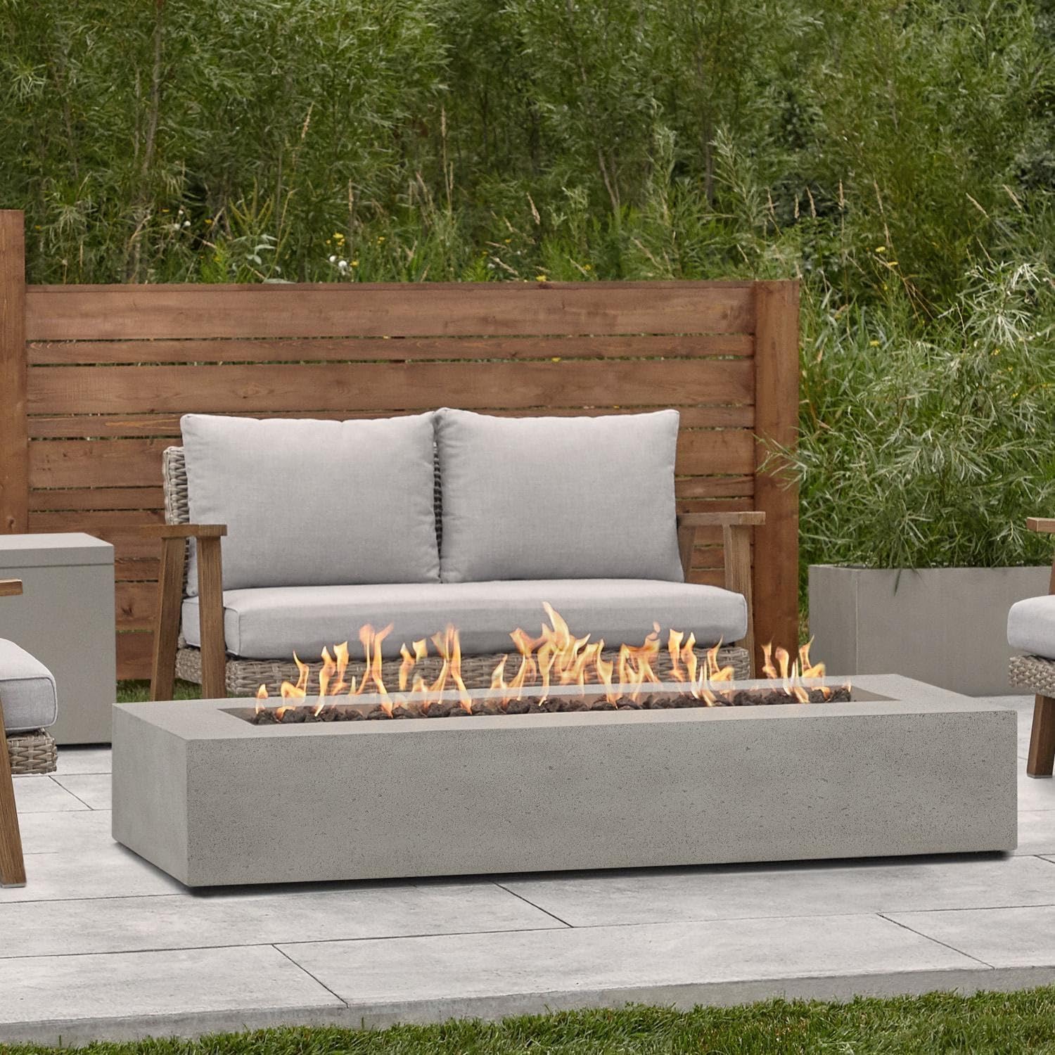 BBQGuys Signature La Valle 72-Inch Rectangle Propane Fire Table - Flint - 1591LP-FLNT