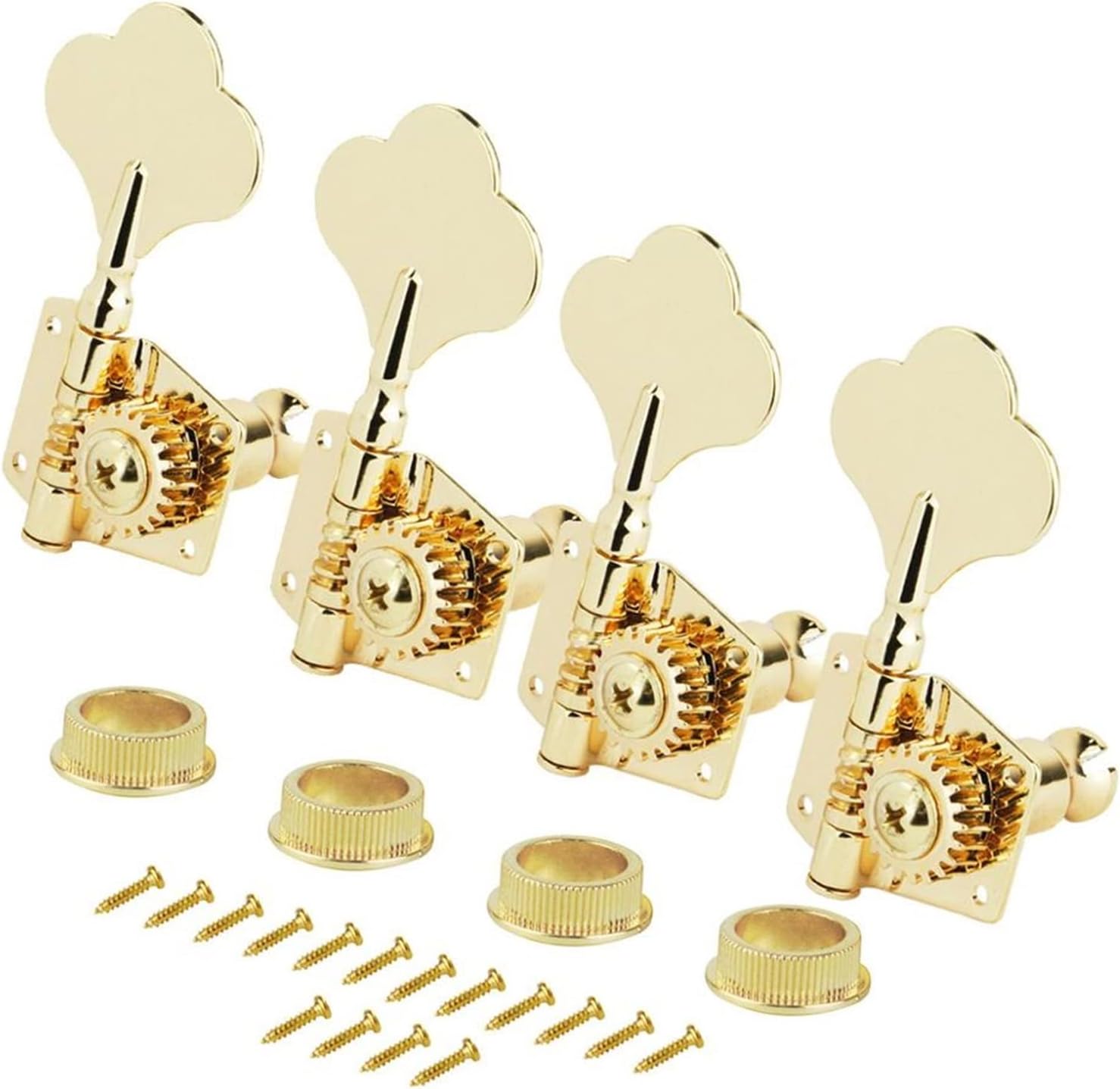 4PCS Bass Machine Heads 4R Tuning Pegs Tuners Open Gear for Right Handed Bass Guitar Machine Head Tuners (Color : Gold)
