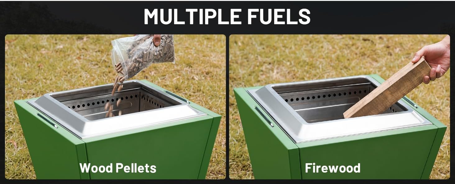 LifeSky 25 Inch Smokeless Fire Pit: Portable Outdoor Fire Bowl with Pull-Out Ash Pan & Low Smoke Design - Adjustable Feet for Camping Backyard Patio RV Travel Use