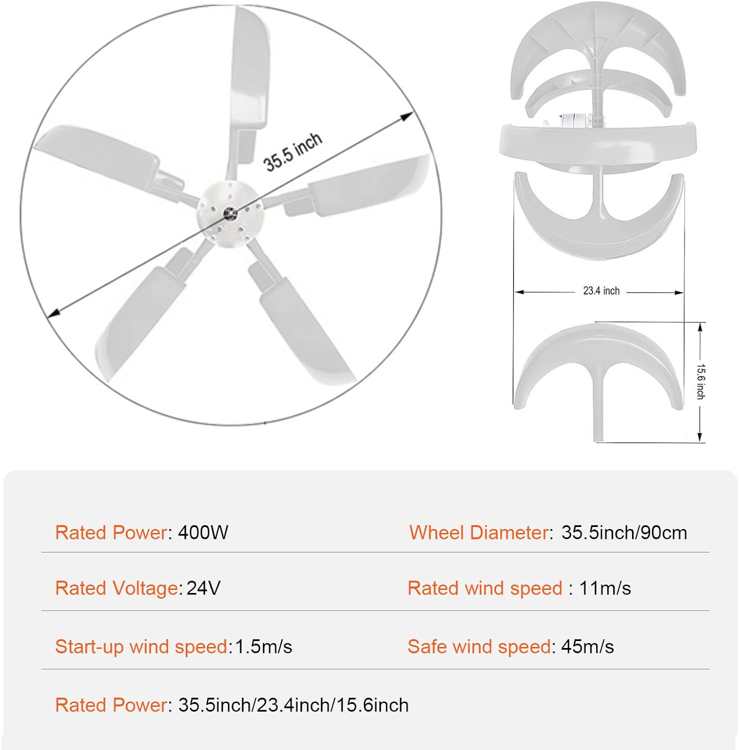 Vertical Wind Generator | 5 Leaves Wind Turbine Generator Kit - Wind Generators for Home Use, Small Wind Turbines, 360-Degree Wind Direction, Efficient Energy Solution