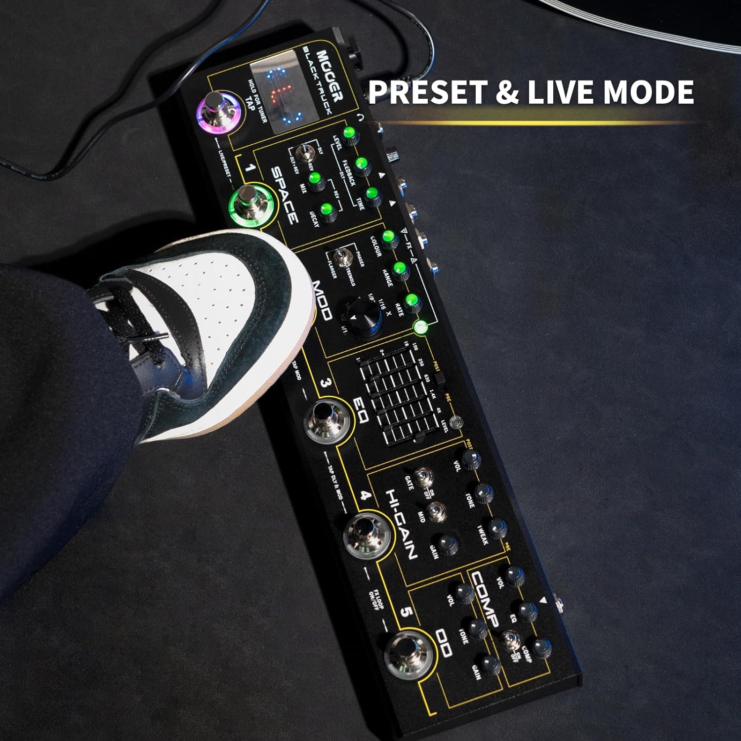 MOOER Black Truck Guitar Combined Effects Pedal for Metal with Compressor, Overdrive, Distortion, EQ, modulation, Delay, Reverb