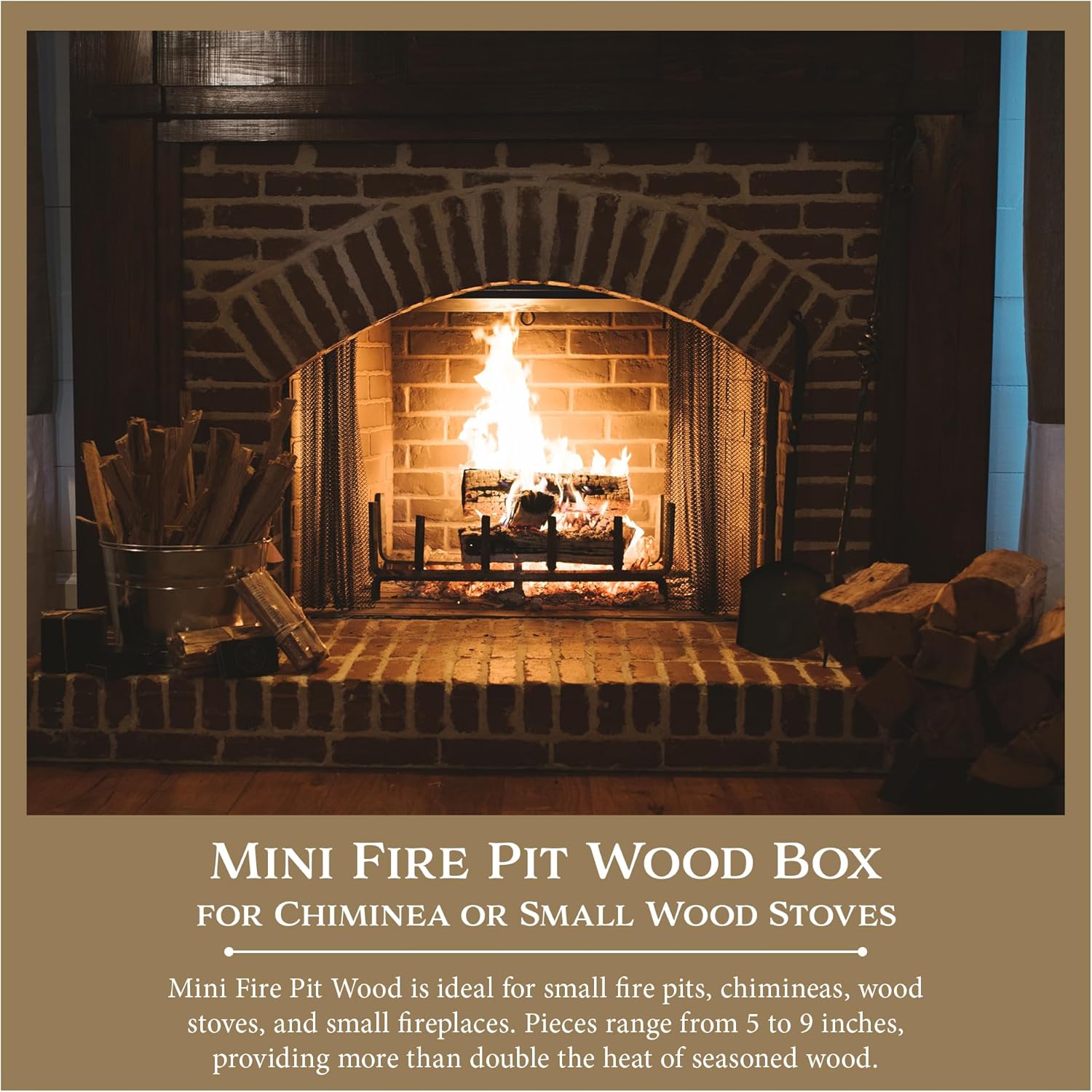 Mini Fire Pit Wood Box by Cutting Edge – Kiln-Dried Oak for Small Fire Pits, Chimineas & Stoves | 9
