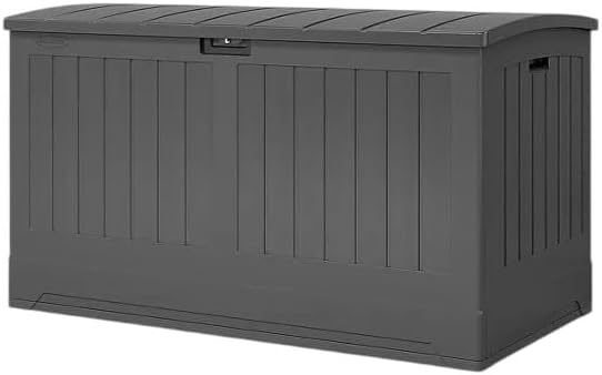 Outdoor Storage Deck Box, 200 Gallon Capacity, Weather-Resistant, Peppercorn Gray