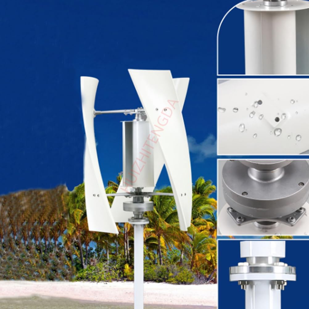 12000W Vertical No Noise 3 Blades Aluminum Alloy Wind Turbine Generator,220V 12V 24V 48V Magnetic Levitation Wind Turbine W/Controller for Home Street Lighting(White)