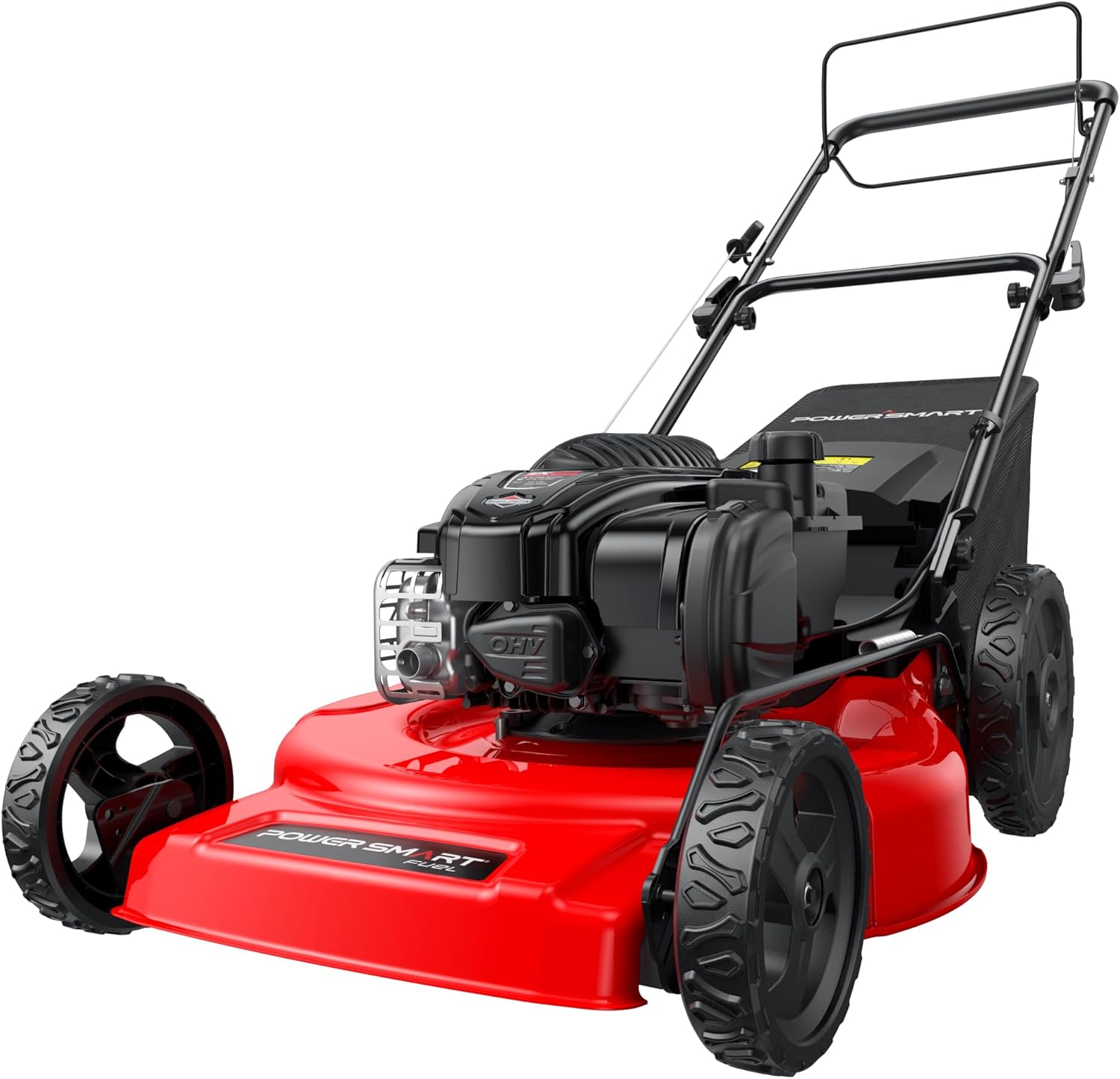 PowerSmart 22-Inch Gas Lawn Mower, 150cc B&S Engine, Self-Propelled, 3-in-1 Mulching System, 6 Cutting Heights, Rear-Wheel Drive, Durable Steel Deck