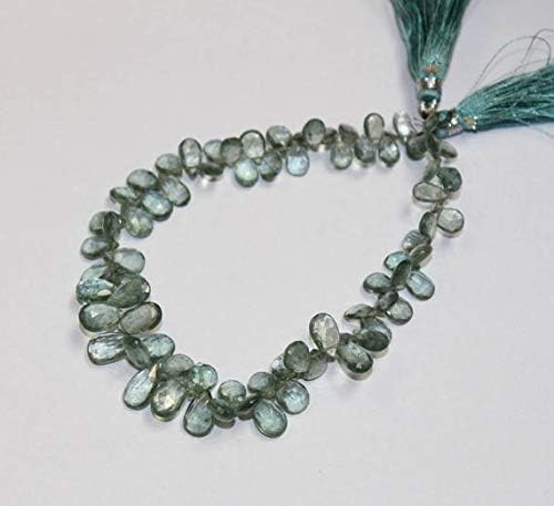 13 inch natural beads strand of 7x4-10x6mm faceted pear moss aquamarine gemstone briolletes beads for DIY jewelry - necklace, bracelet, earring, ring.
