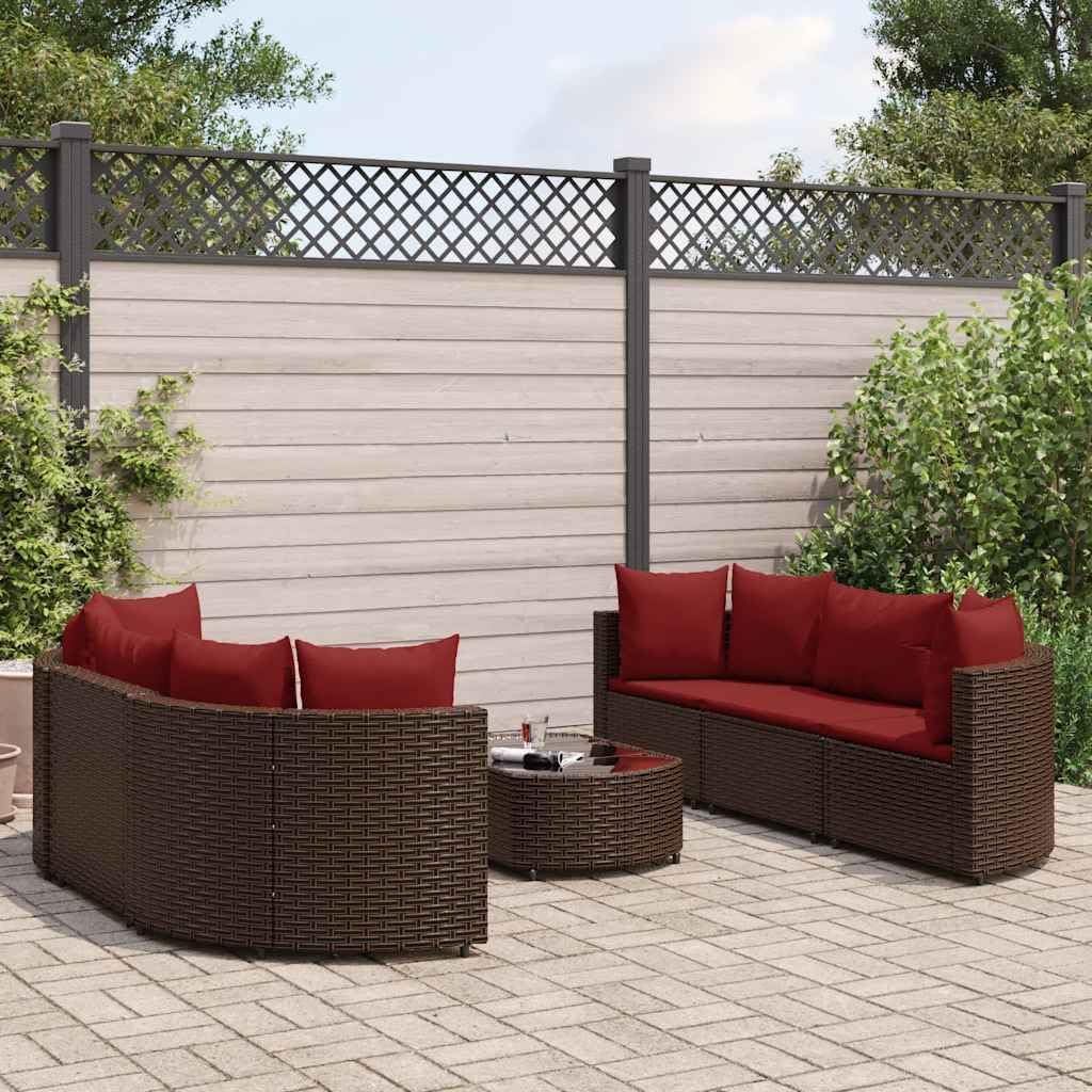 Patio Sofa Set of 6, Brown Modular Garden Furniture, All-Weather Poly Rattan Outdoor Seating for Balcony, Deck, Poolside