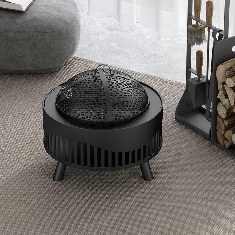 Outdoor Fireplaces Outdoor Courtyard Fire Pit Portable Heating Brazier Household Stove Indoor Heating Grill Garden BBQ Patio Furniture Fire Pits