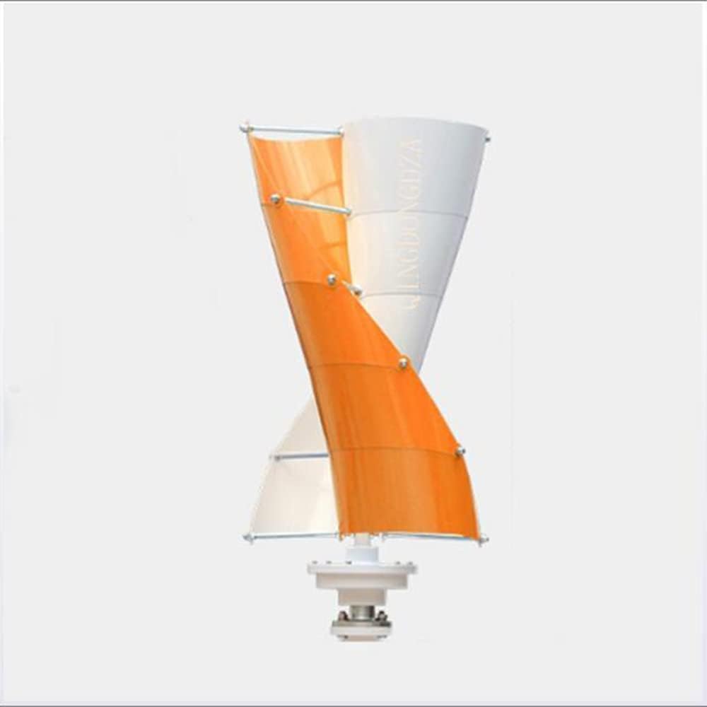 4000W Vertical Axis Wind Turbine Generator, 220V 12V/24V/48V Wind Generator 10 Blade Vertical Spiral Turbine Generator with Controller (Orange White),48v
