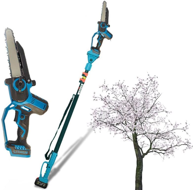 2-in-1 Brushless Electric Pole Saws for Tree Trimming 6 Inch, 15.8 Ft Max Extension Cordless Power Long Telescopic Chainsaw, 4.6 to 9.8ft Retractable Chain Saw for Branches