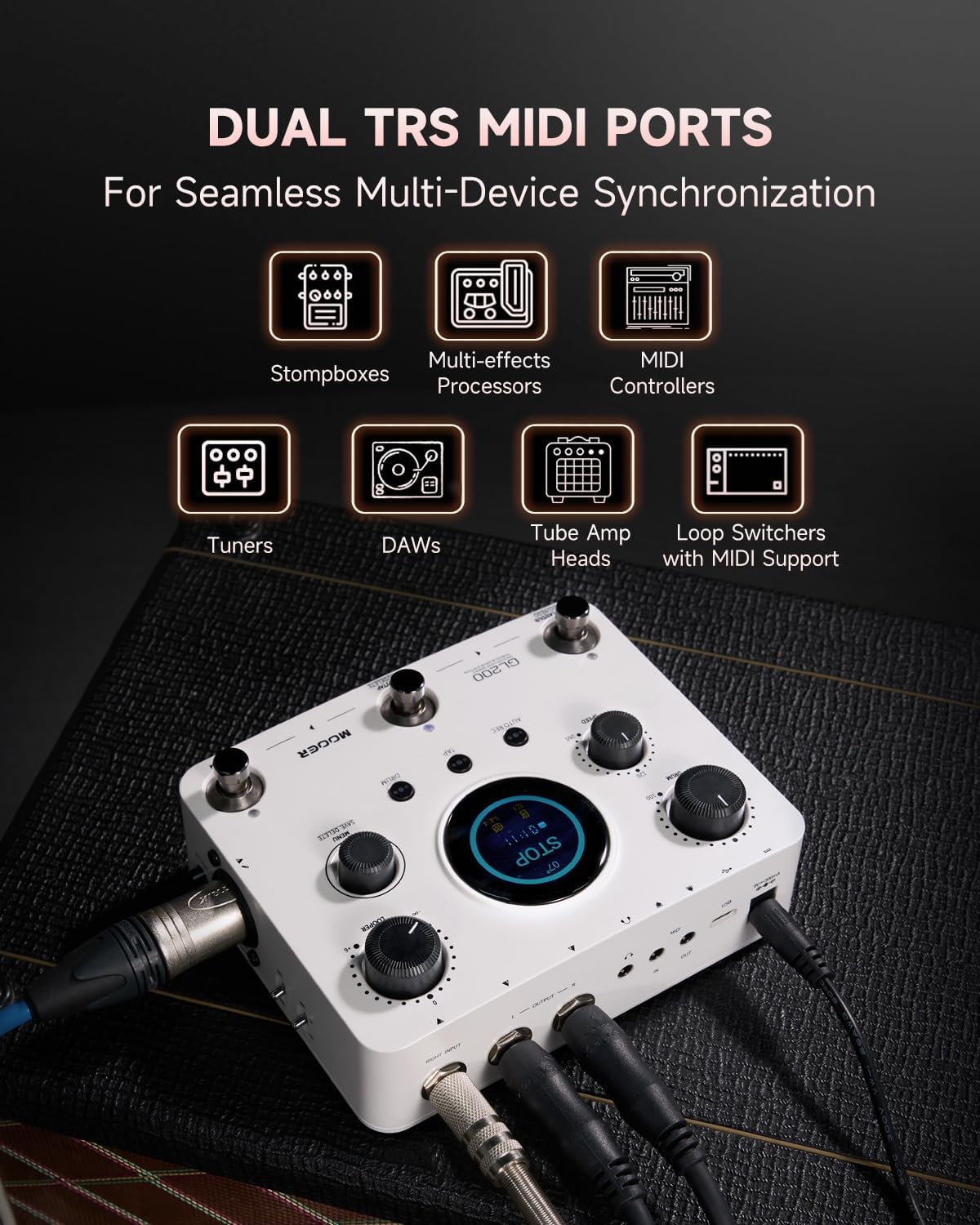 MOOER GL200 Looper Pedal Drum Machine, Drum Looper Guitar Pedal with 800 Mins Loop Dual TRS MIDI I/O Custom Drum Kits MIDI Groove Import Bluetooth Audio Integration Supports Microphone Headphone