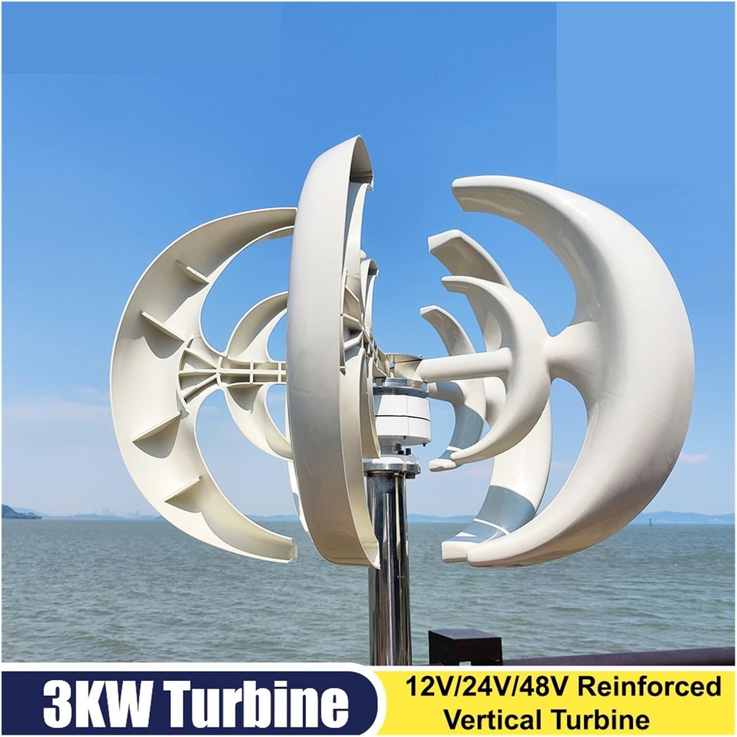 3000W Wind Turbines Generator 24V 48V Vertical Wind Turbine Small Wind Turbine Home Use Low Noise High Efficiency Low Starting Speed for Home(Red,with Controller_48V)