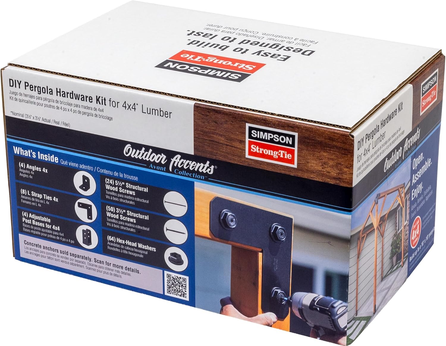 Simpson Strong-Tie Outdoor Accents DIY Pergola Hardware Kit, Galvanized Black Powder Coated Steel, with 8'x8' and 10'x10' Pergola Plans (No. APVPK44-D1)