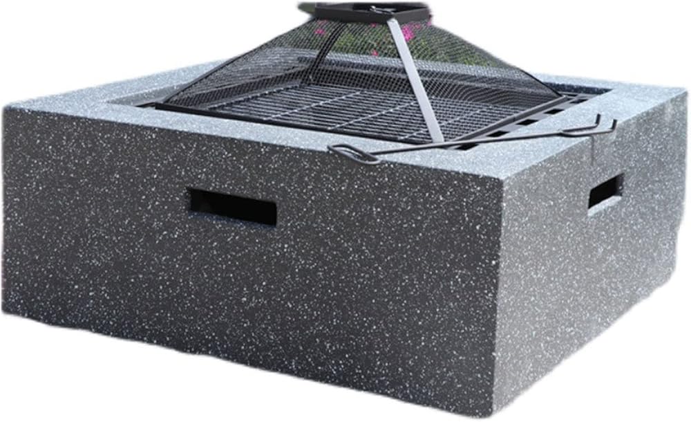 Campfire Patio Fire Pit,Large Outdoor Fire Pit,Portable Fire Pit,Table Brazier Garden,Square Fire Pit,Backyard Fire Pit,with Log Poker, Mesh Screen Lid 27.9In