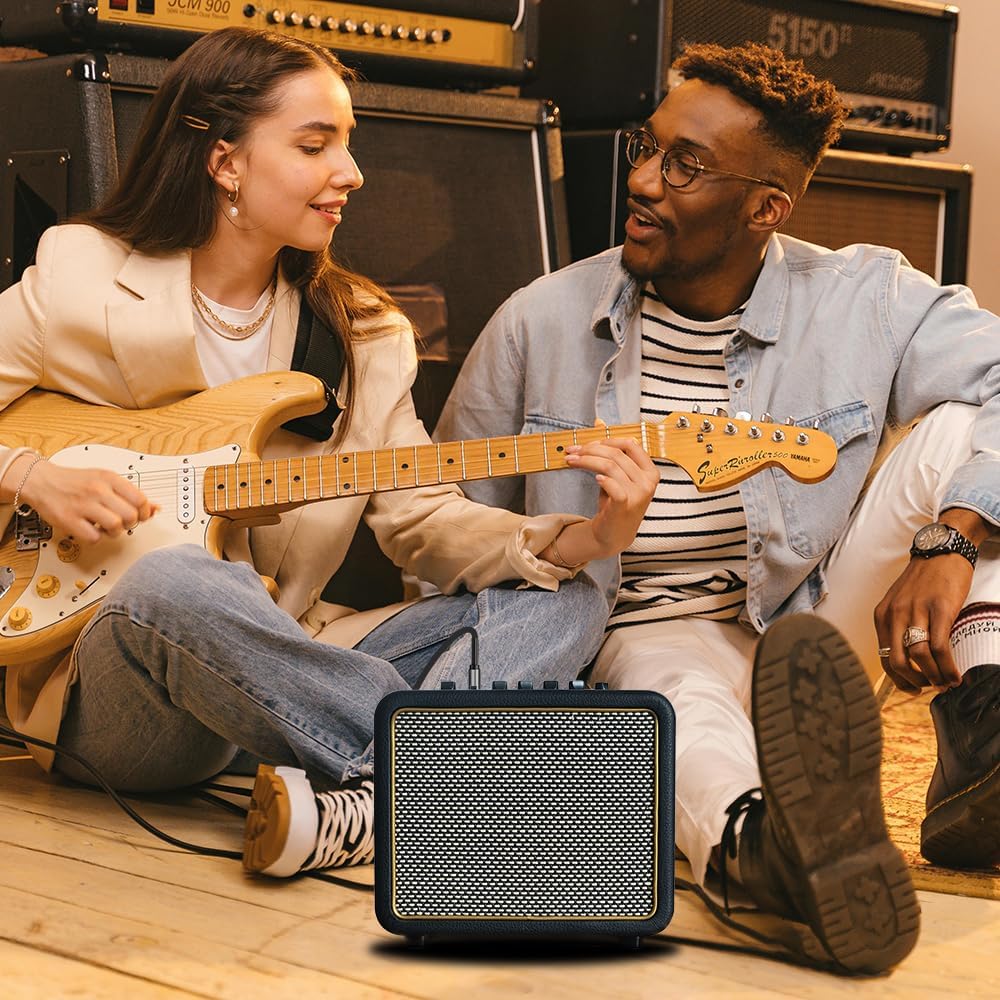 10W Electric Guitar Amp Portable and Rechargeable Guitar Amplifier with 7 Effects for Daily Practice Black