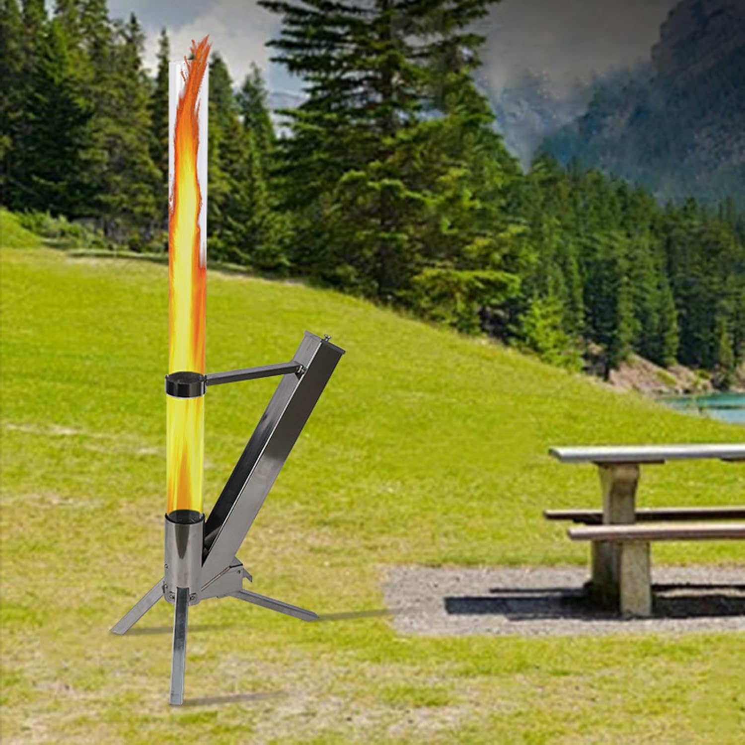 Fire Pit Outdoor Backyard Fire Pit for Outside Outdoor Fireplace for Patio Outdoor Wood Fire Pit for Outdoor Camping Party (Quartz Tube)