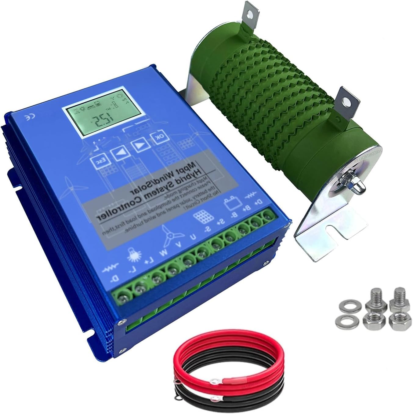 12V 24V 48V 5500W Hybrid Wind Solar Charge Controller, MPPT Wind Generator Solar System for All Wind Turbines Three Phase,12V