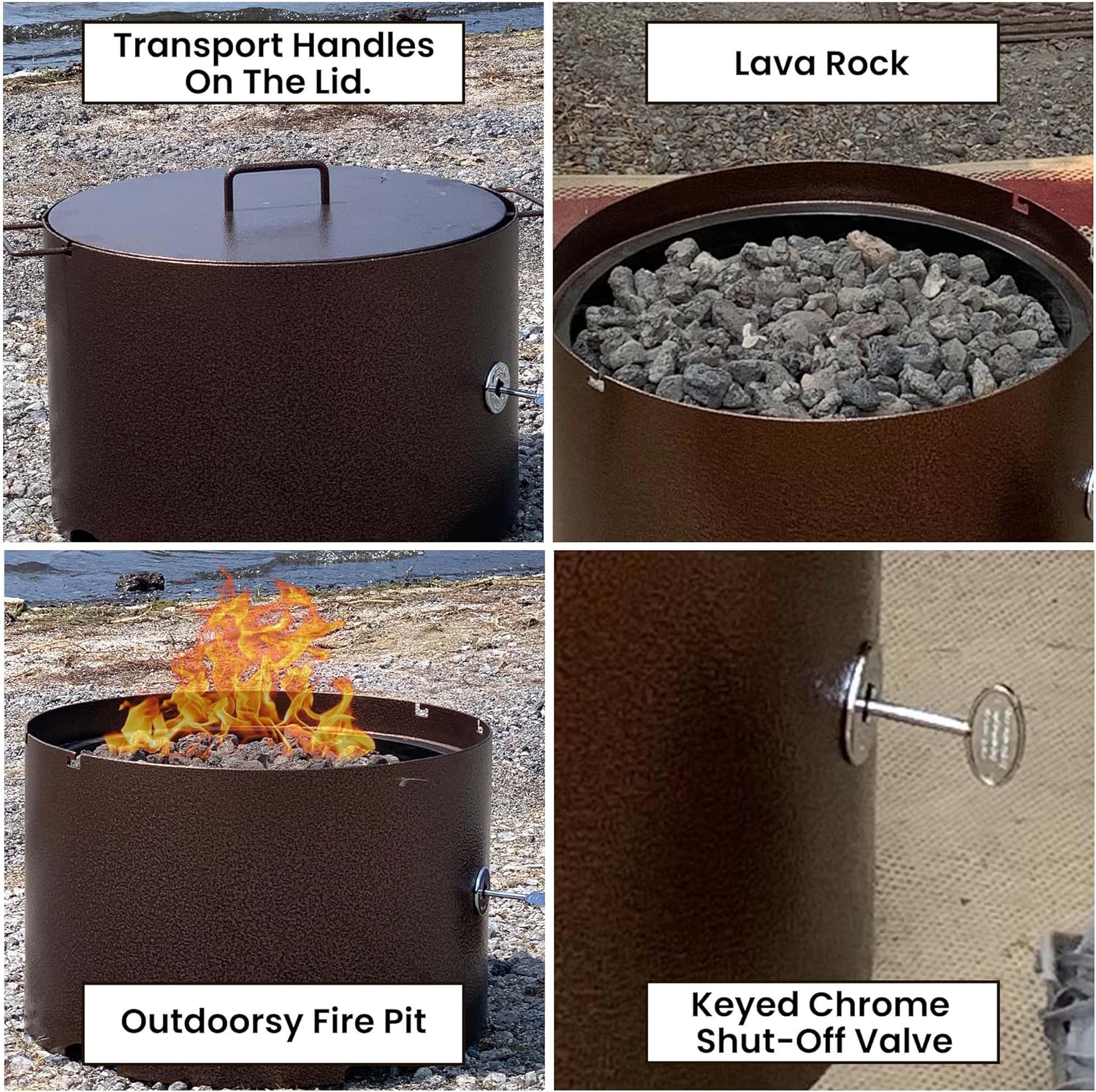 Heavy-Duty Propane (LP) Fire Pit - 20” Solid Steel Firepit with Lid - Portable Fire Pit for Outdoor Recreation - Camping, Fishing, Hunting, Anywhere You Want a Portable fire Feature!