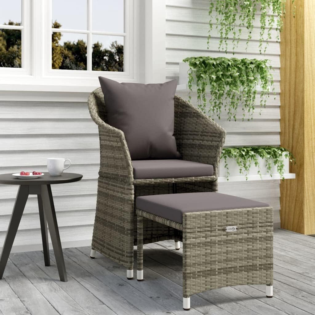 Garden Lounge Set Grey Poly Rattan, Steel Frame, 2-Piece Outdoor Patio Furniture with Removable Cushions, Balcony Seating for Relaxing