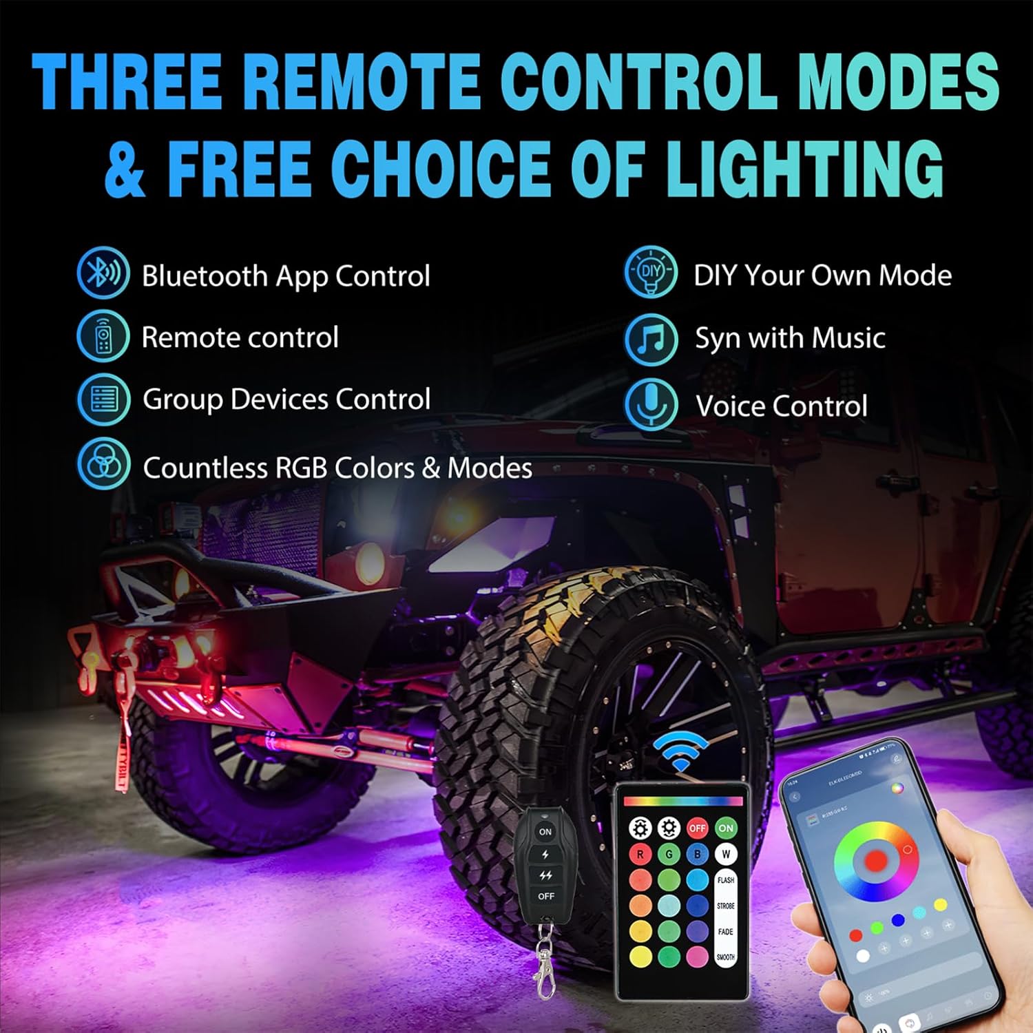 Nilight RGBW LED Rock Lights Kit, 10 Pods 22LED Wide Angle Remote & Bluetooth App Dual Control with Music Modes Multicolor Underglow Neon Wheel Well Light Fit for ATV UTV SUV Offroad Truck RZR Boat