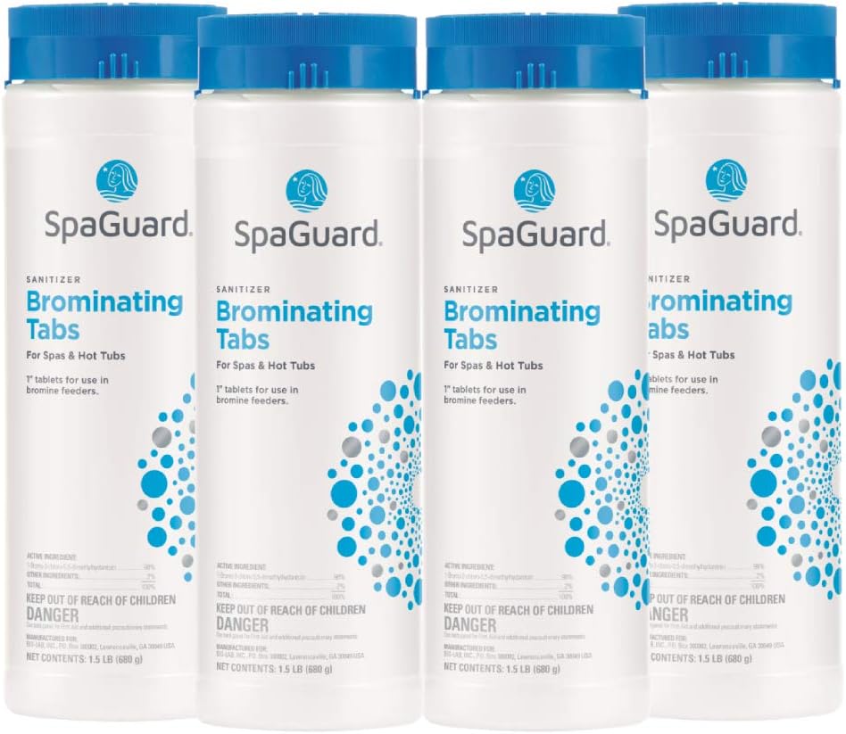SpaGuard Brominating Tablets, 1.5 lb, Pack of 4, Dissolves Gradually for Continuous Protection, Suitable for Spas and Hot Tubs