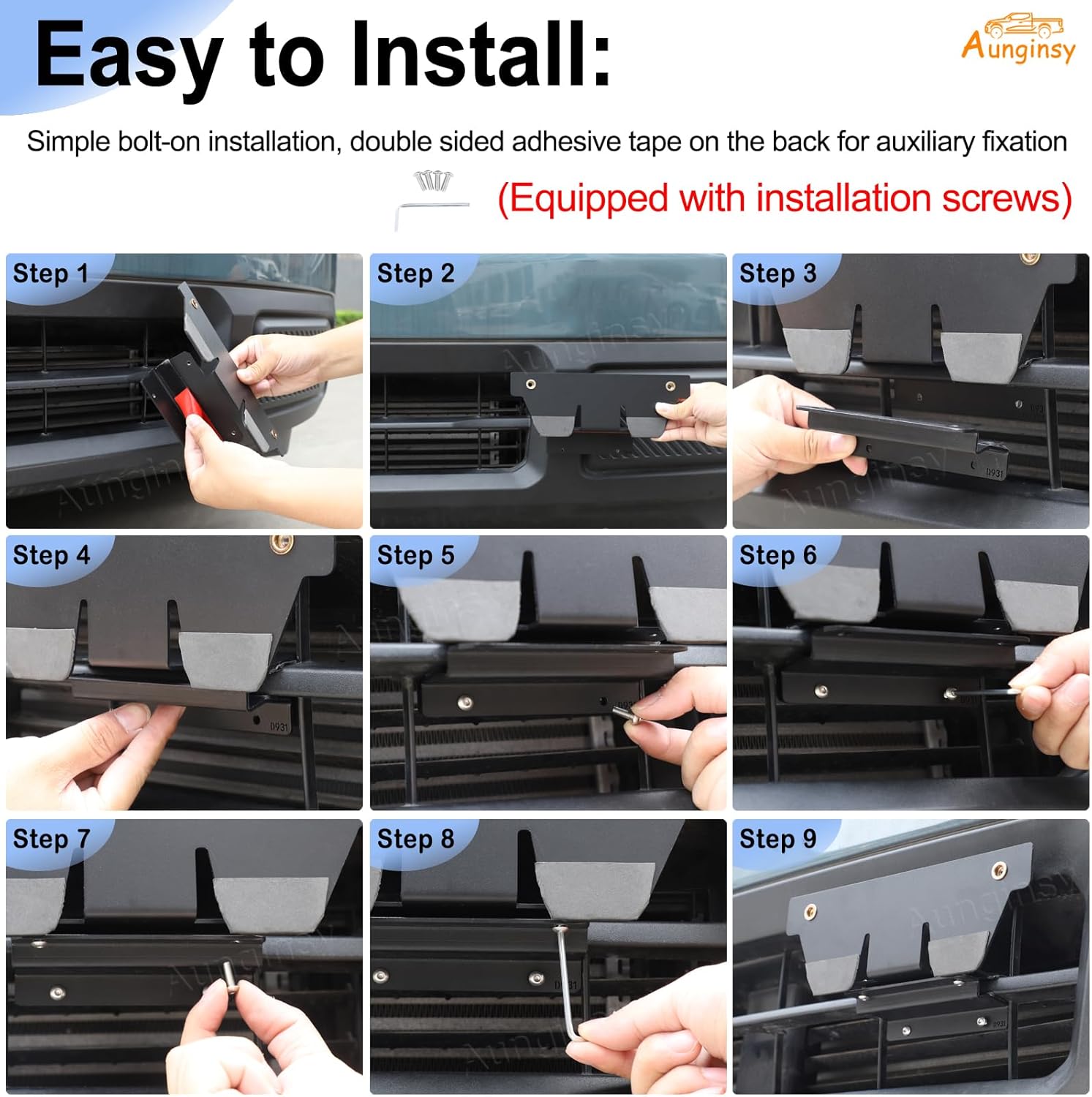 Car No Drill Front License Plate Holder Compatible with Ford Maverick 2022-2025 Accessories, Metal Front Grille Side Trailer License Plate Bracket Tag Frame with Mount Screw-Easy Install & Disassemble