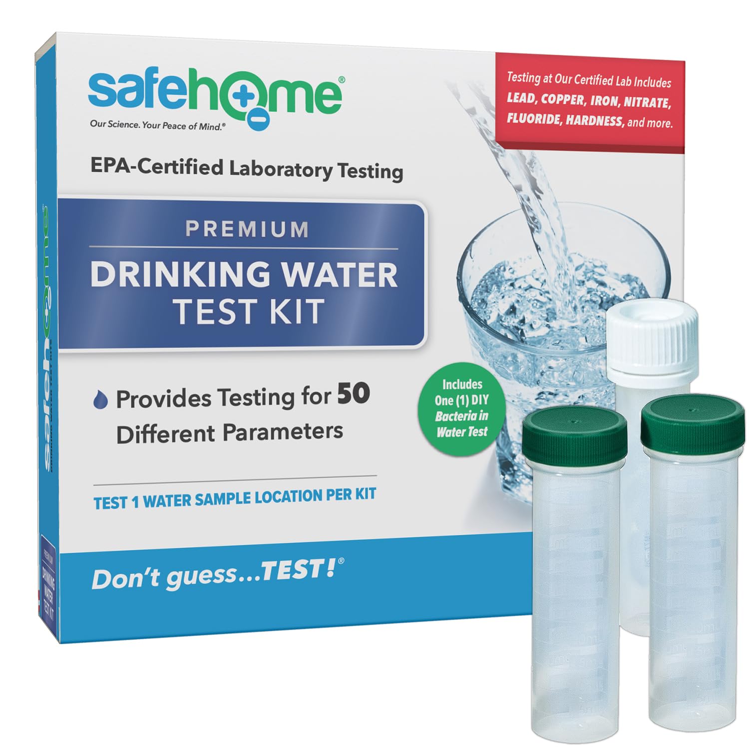 Safe Home® 50-in-1 Premium Drinking Water Test Kit – Test at our EPA Certified Laboratory – Home Inspections, Mortgage Loans, Real Estate Transactions, & More