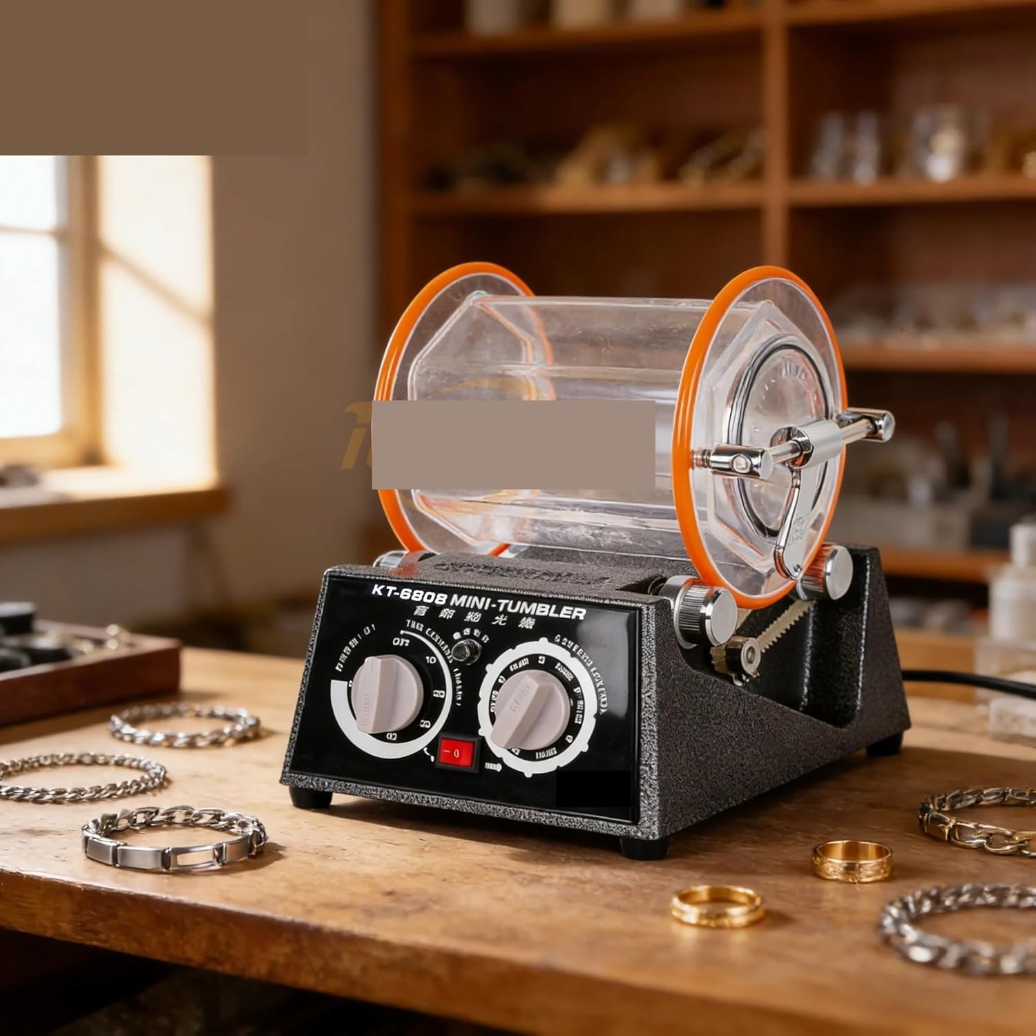 Jewelry Polish, Jewelry Rotary Tumbler Polisher with Timer 5-Speed Control Jewelry Cleaning Polishing Machine Tool