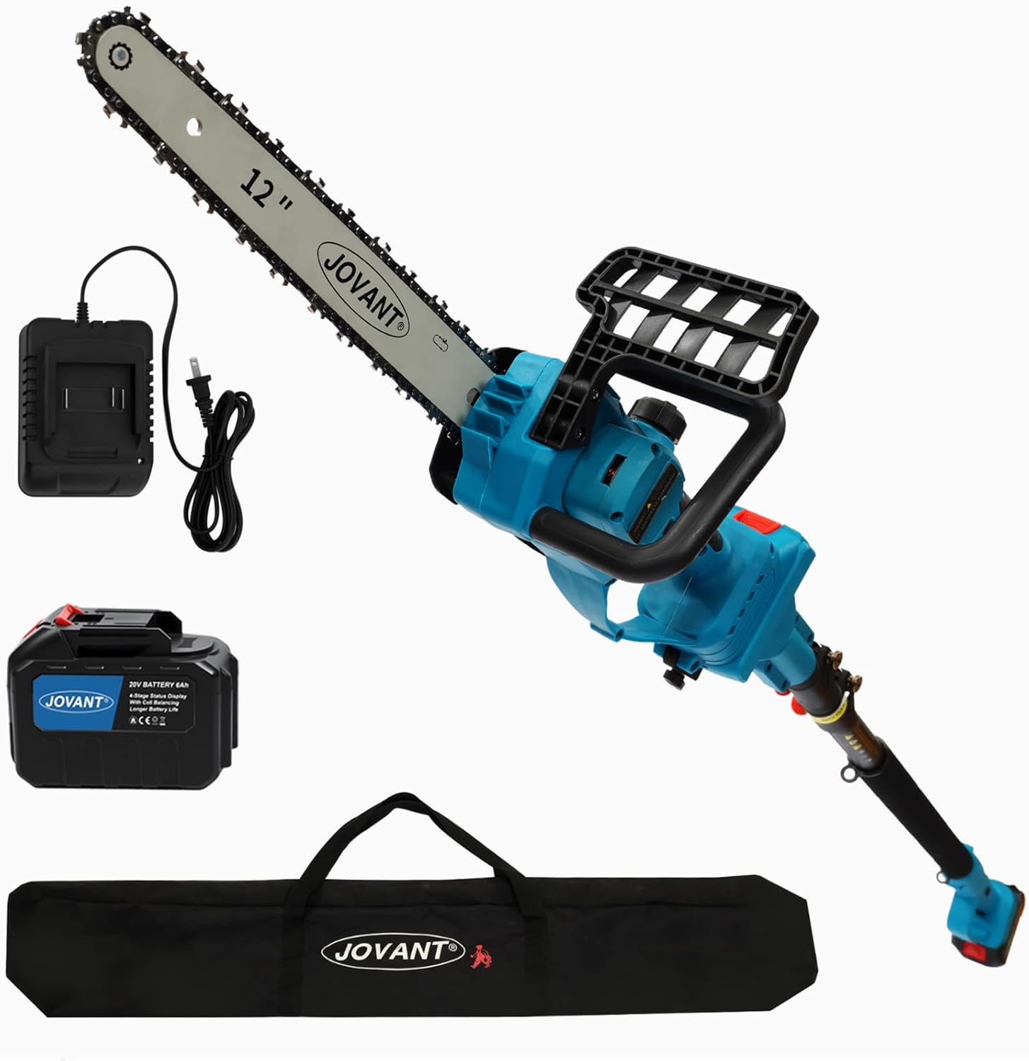 2-IN-1 Cordless 12 Inch Pole saw & Mini Chainsaw, 1* Max 20V 6Ah Battery, 15ft Max Reach, Electric Pole Saws for Tree Trimming, Branch Cutting