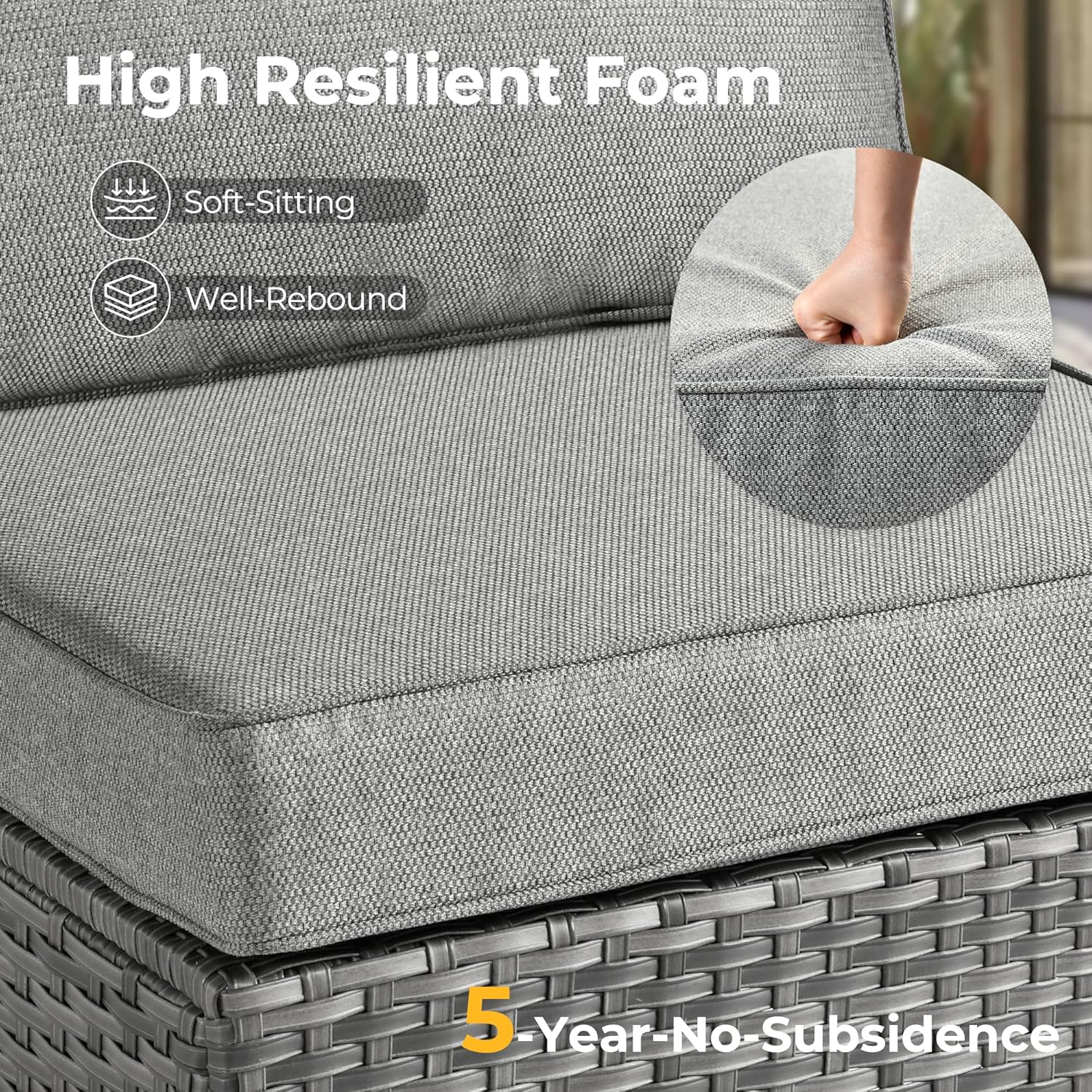 HOOOWOOO 11-Piece Outdoor Wicker Patio Furniture Set with Fire Pit Table, Swivel Chairs, Side Table, All-Weather Rattan Sectional Sofa with Cushions for Garden, Deck, or Backyard (Dark Grey)