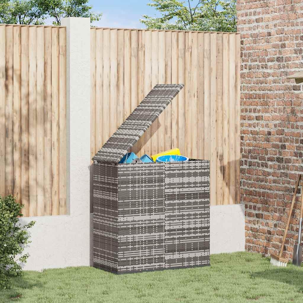 Grey PE Rattan Outdoor Cushion Storage Box, Rectangular Deck Box, 39.4x19.3x40.7 Inch, Weather-Resistant, Powder-Coated Steel Frame for Patio, Garden, and Yard Organization