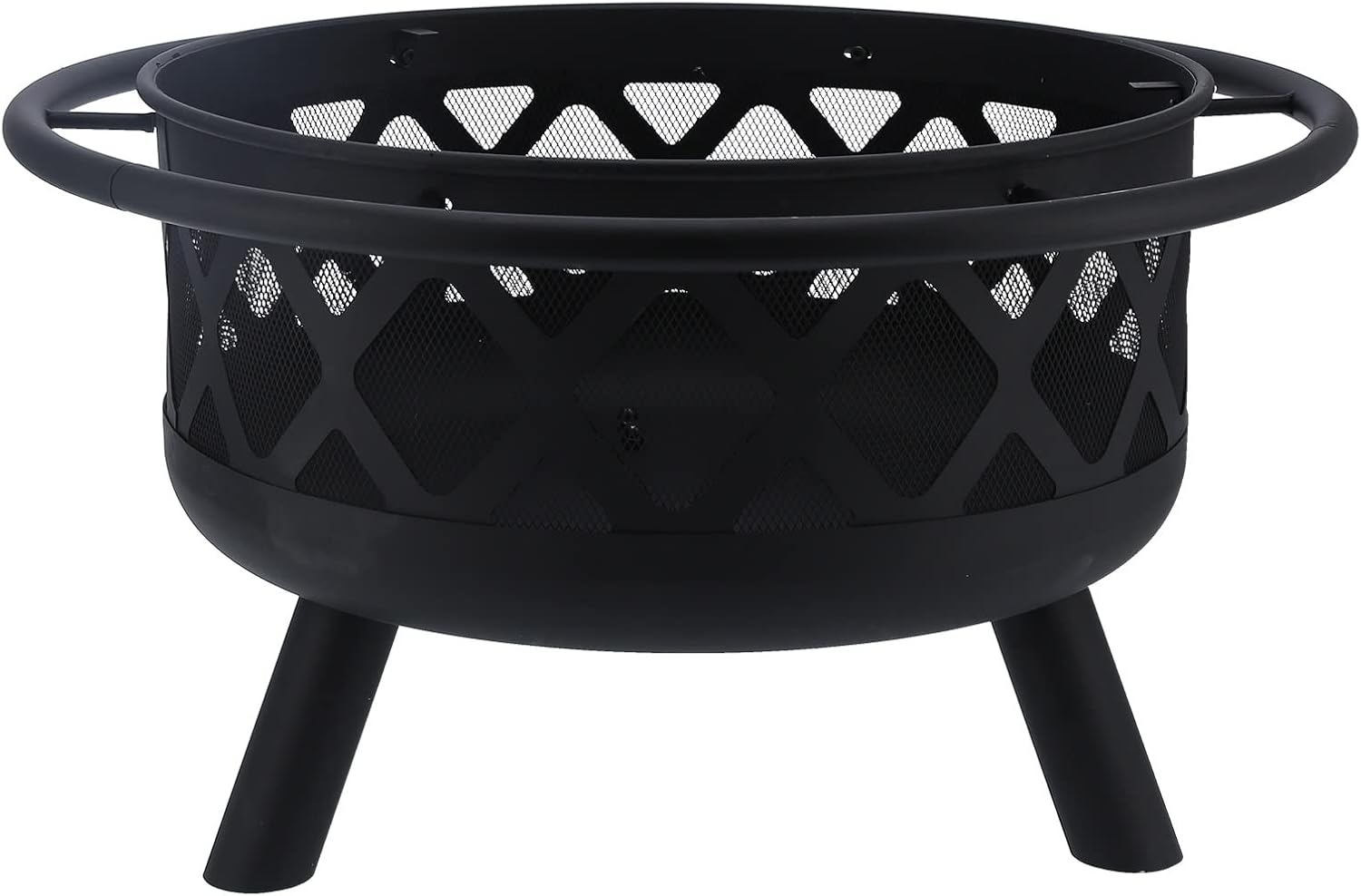 Round Wrought Iron Fire Pit Wood Burning Fire Pit Fireplace for Outdoor Patio Backyard Firepit