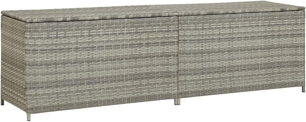 Outdoor Storage Box, Patio Rattan Deck Box, Wicker Storage Bin Deck Box, Poly Rattan Patio Storage Chest with Hinged Lid for Cushions, Pillows, 78.7