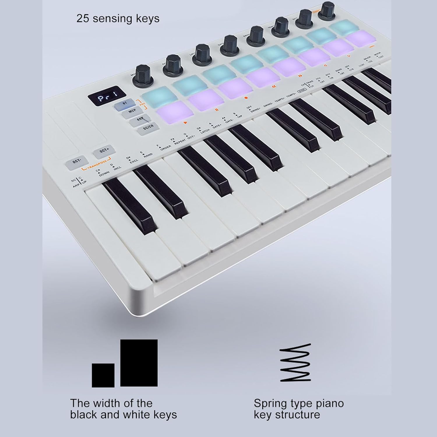 Generic MIDI Keyboard Controller Part, MIDI Keyboard Controller 25 Velocity Sensitive Keys for Practice, Genericafb8oq147r