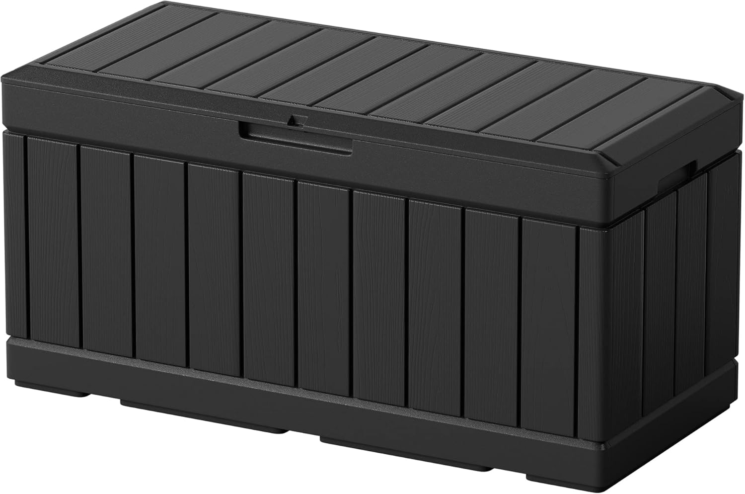 Greesum 82 Gallon Resin Deck Box, with Hydraulic Rod, Large Outdoor Storage for Patio Furniture, Garden Tools, Pool Supplies, Weatherproof, Lockable, Black