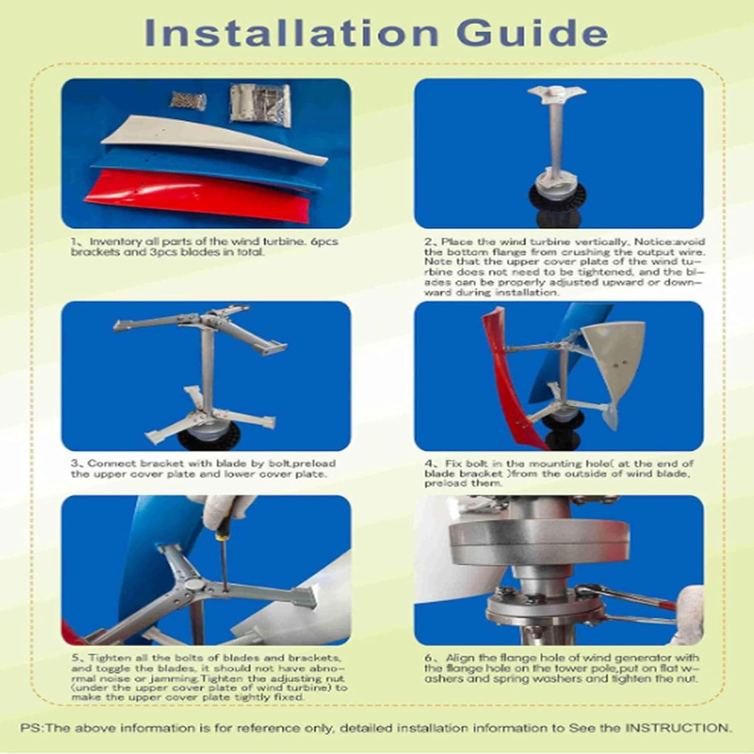 48v, 4000W-6000W Noiseless Vertical Axis Wind Turbine, 3 Blades Low Noise 12V-220V Generator Windmill Power Generation Turbine for Home with Controller