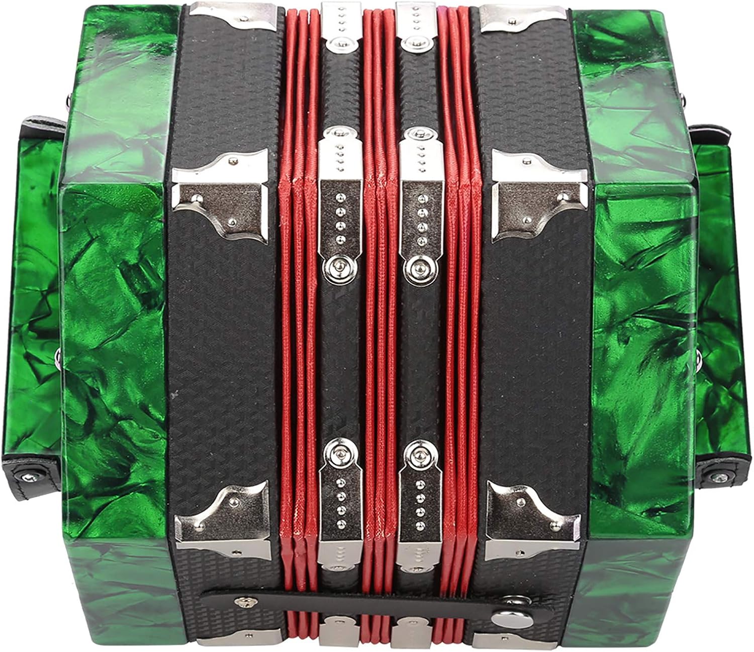 20 Buttons Accordion, ABS Concertina Accordion Lightweight Instrument Acordion Concertina with 2 Arm Straps Convenient Handle, Bag Included (Green)