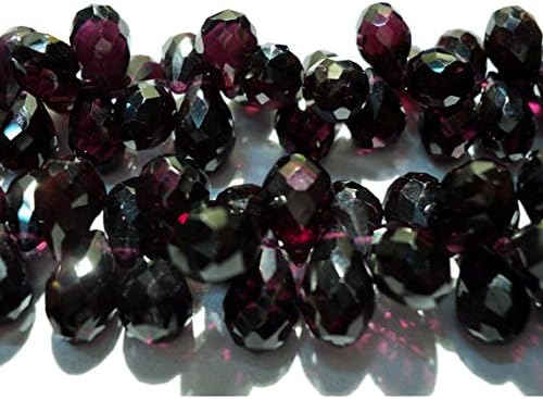 garnet beads, micro faceted, tear drop beads, briolette beads - 6x9mm each approx - 25 pieces