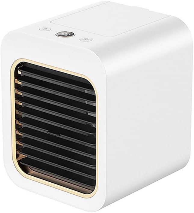 Portable Air Conditioners, 4000mAh Rechargeable Mini Air Conditioner, Personal Air Cooler with 3 Speeds, Small Desk Air Conditioner for Bedroom, Office, Outdoor (Color : White)