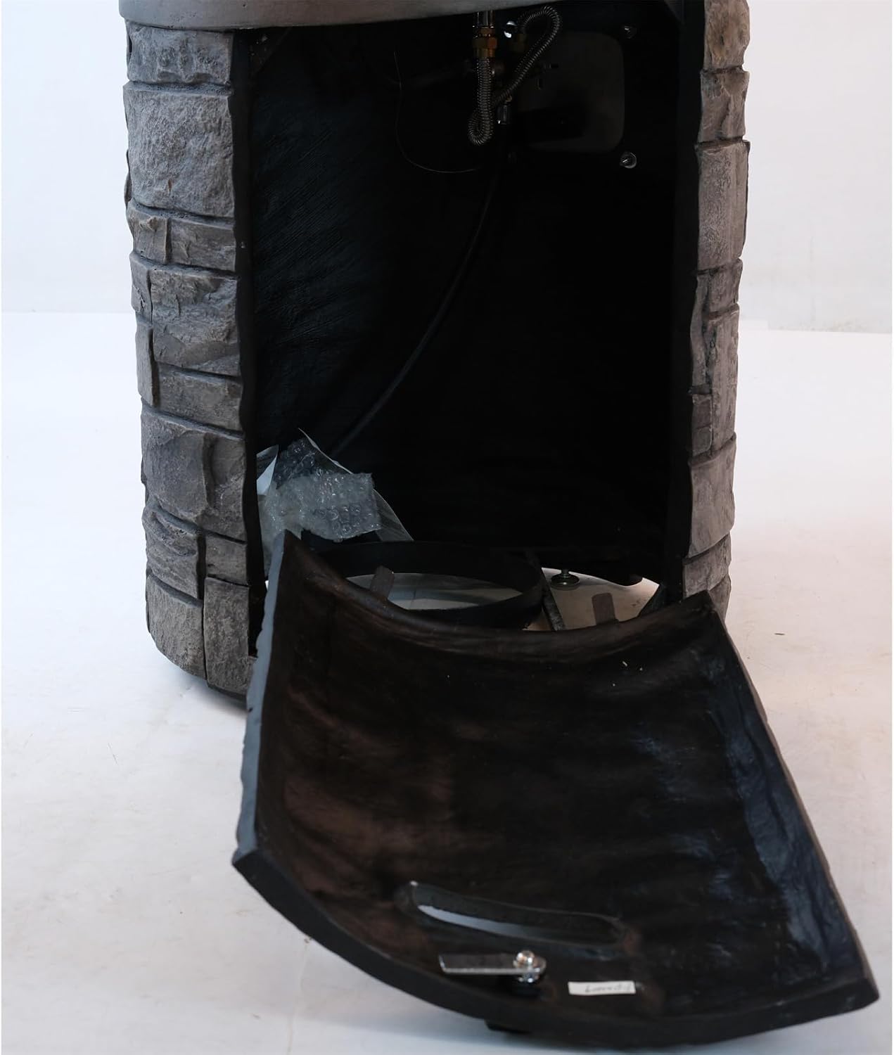 Penau 32000 BTU Round Outdoor Gas Fire Pit, 20 Inch Diameter, CSA Certified, Includes 2.5kg Lava Stones and Rainproof Cover, Durable Magnesium Oxide Surface