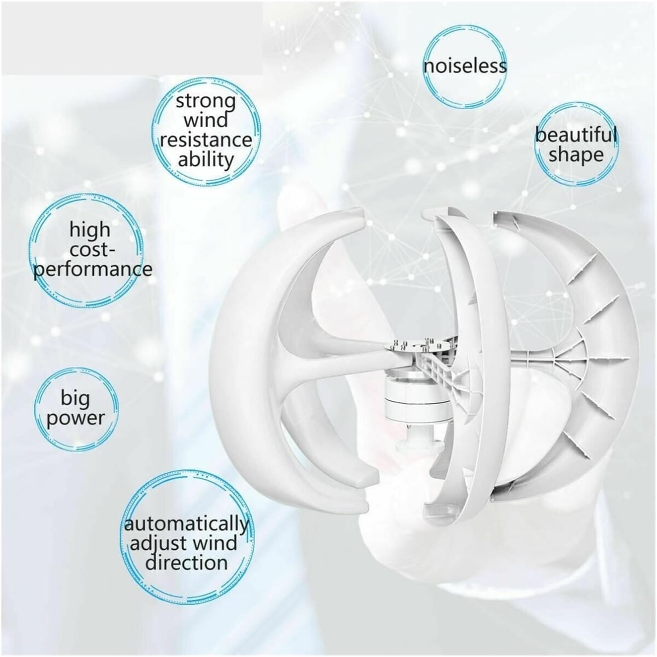 Wind Turbine, Vertical Wind Turbine Generator 1000W 5 Blades12v 24v with MPPT Charge Controller Low Noise Wind Speed Start Rotation for Home(Green,with MPPT Controller_24V)