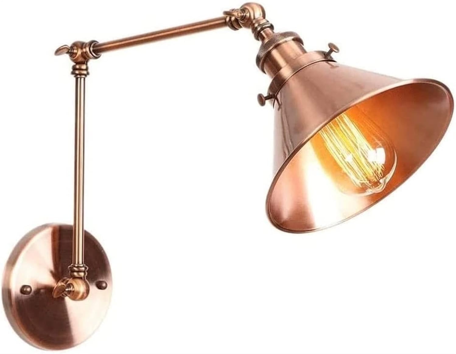 Vintage Swing Arm Wall Lamp, E27 Adjustable Wall Sconce, Antique Industrial Wall Light with Metal Lampshade, Indoor Decor Lighting Fixture for Living Room Bedroom Farmhouse Loft (Color : A)