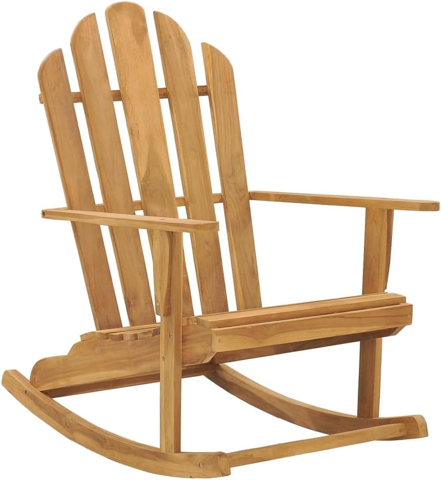 Adirondack Rocking Chair Solid Teak Wood,Teak Patio Chair with Contoured Seat for Ultimate Relaxation and Durability Outdoor Furniture, Outdoor Chairs
