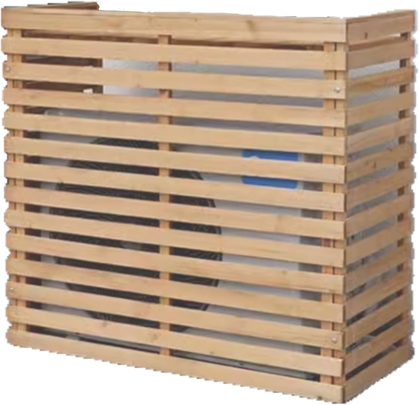 Air Conditioner Fence for Outside Units Solid Wood Air Conditioner Cover Plant Storage Outdoor Privacy Screen Hide Air Conditioner (Color : Natural, Size : Large)