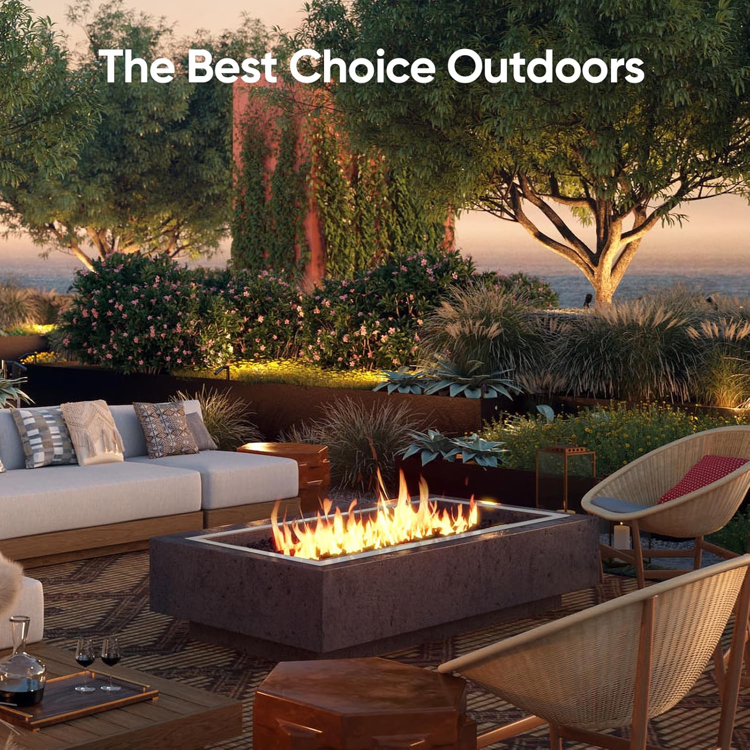 FAHKNS Rectangular Drop-in Fire Pit Pan Kit, 48