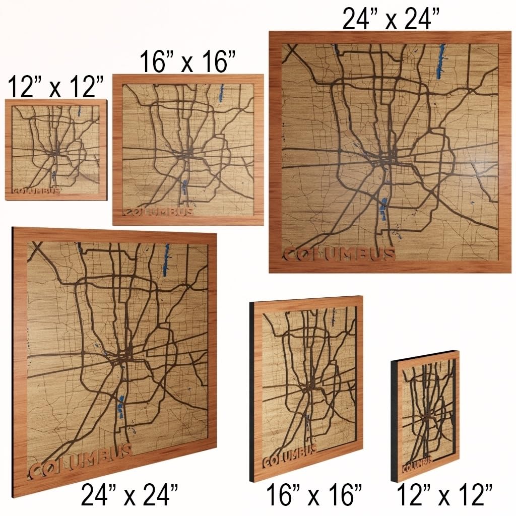 Columbus, OH, Home Essentials & Accessories, 3d Wood Map - Handmade in the USA - Cbus, Ohio Gift and Souvenir Maps