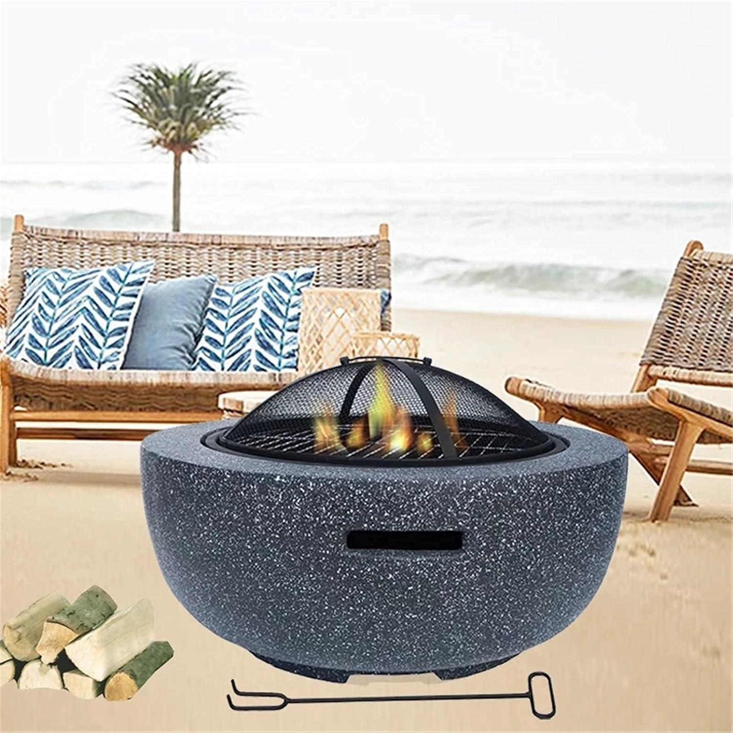 Outdoor Brazier Outdoor Party Stove Firewood Basin Villa Grill Courtyard Fireplace Multi-Function Barbecue Grill BBQ Fire Pit Portable Burning Brazier