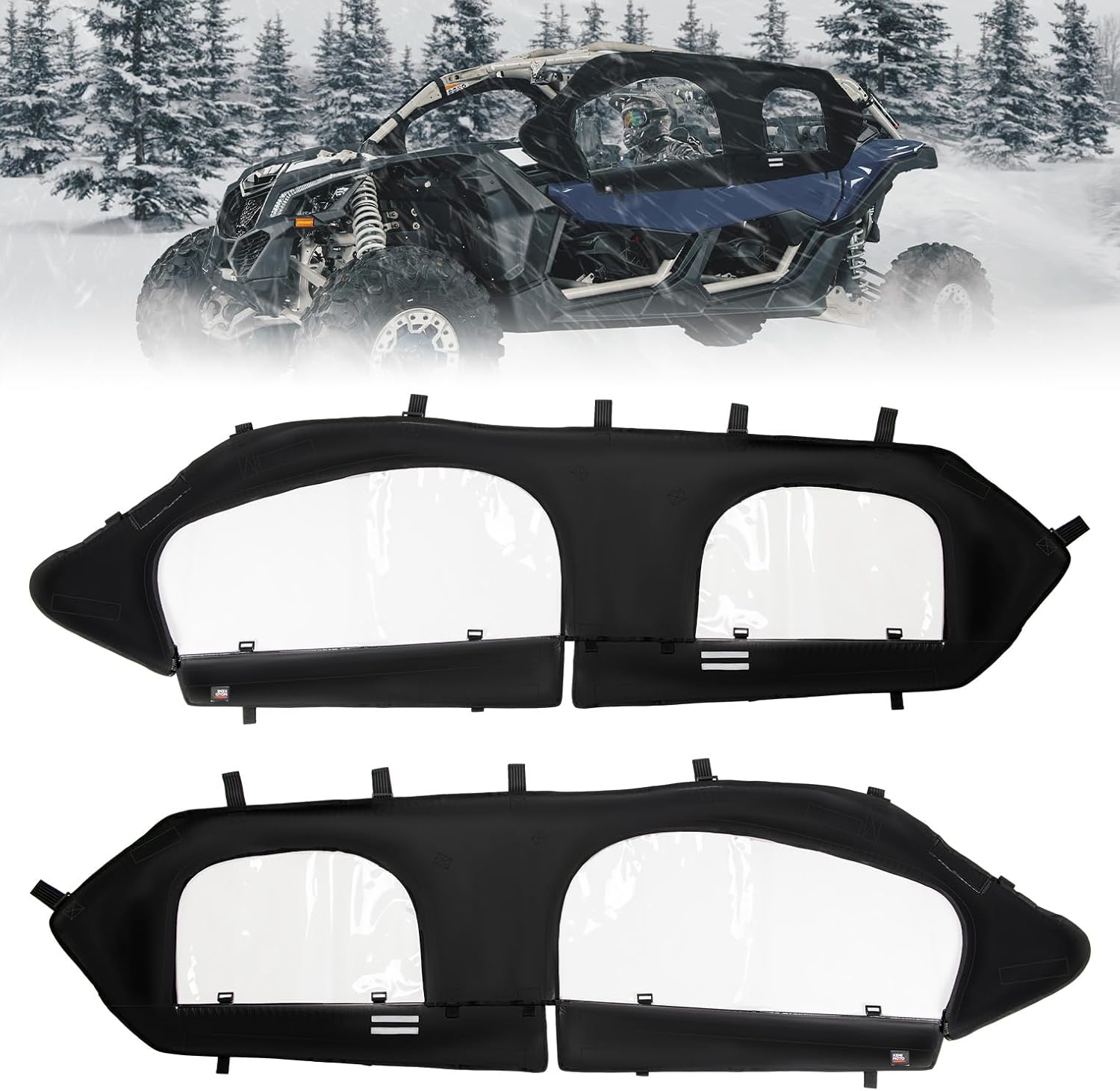 KEMIMOTO Upgraded X3 MAX Soft Upper Doors, Stay Warm & Dry Window Cab Enclosure, compatible with Can-Am Maverick X3 MAX 2017-2025 UTV Accessories, Work with Roof Windshield