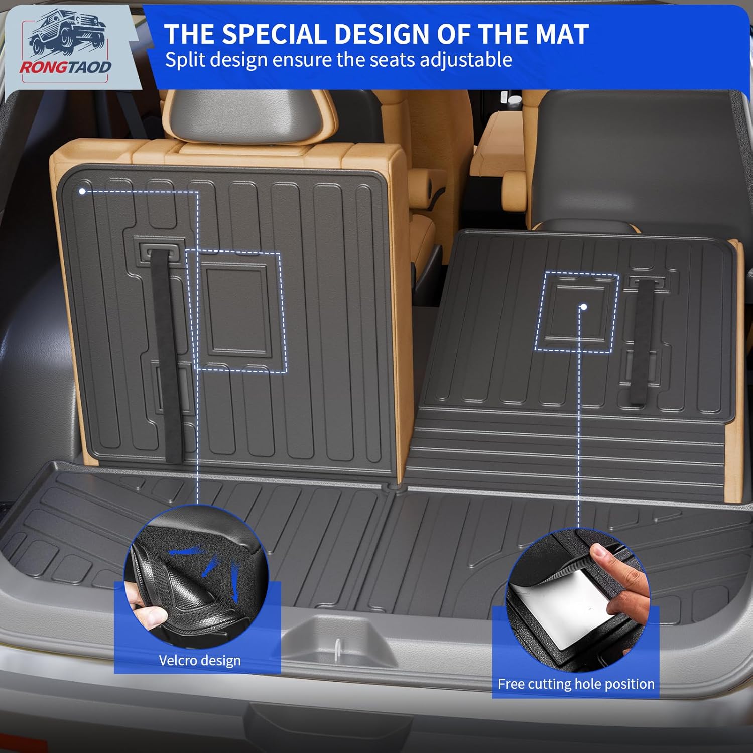 Rongtaod Floor Mats Compatible with 2017-2023 GMC Acadia 6 Seater Cargo Liner Kick Mats Cargo Mat Sub Trunk Mat Trunk Liner 2nd&3rd Back Seat Cover Protector All Weather Acadia Accessories (Set of 10)