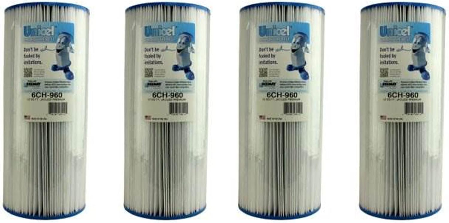 Unicel 6CH-960 52 Square Foot Media Replacement Hot Tub Spa Filter Cartridge with 113 Pleats (4 Pack)